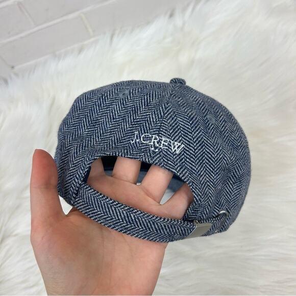 J.Crew Navy Herringbone Wool Blend Knit Baseball Hat OS - Picture 4 of 10